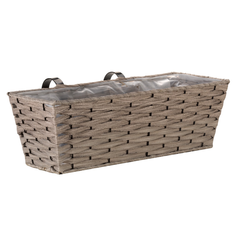 Jardinière Faux Rotin Bari, coloris gris - L20xl50