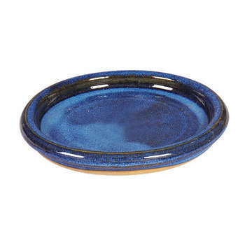 Soucoupe bord en grès émaillé, aqua bleu Ø 16 cm