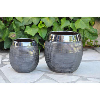 Pot d'intérieur Inca, coloris métal Ø 21 x H. 28 c