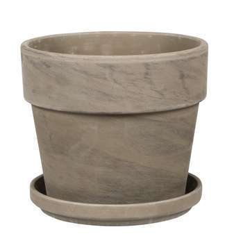 Pot Calima 28 avec sa soucoupe 26 Basalt
