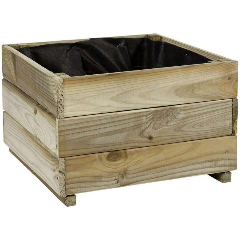 Bac à fleur carré en pin autoclave - L. 40xl. 40xH