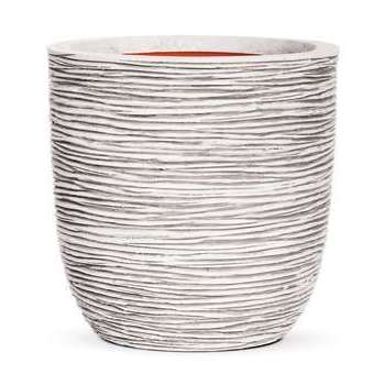 Pot ½uf strié : ivoire, 35x34cm