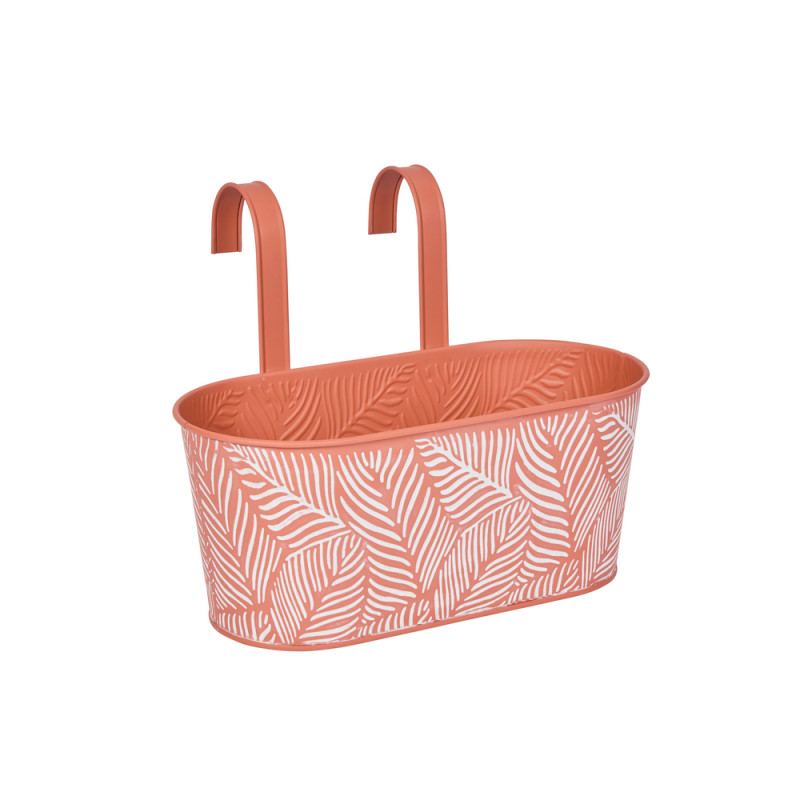 Jardinière suspendue terracotta, motif feuilles -