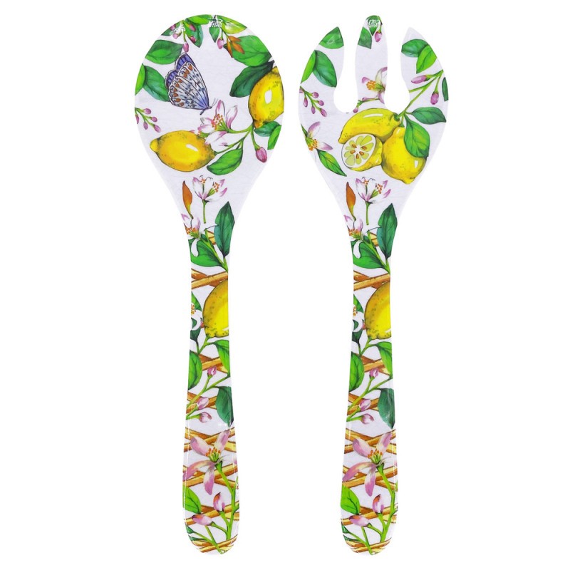 Couverts à salade en mélamine 33 cm en imprimé cit