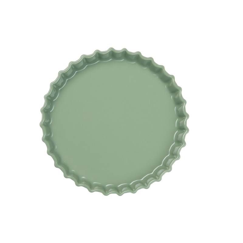 Plat à tarte, coloris vert sauge - D. 30cm