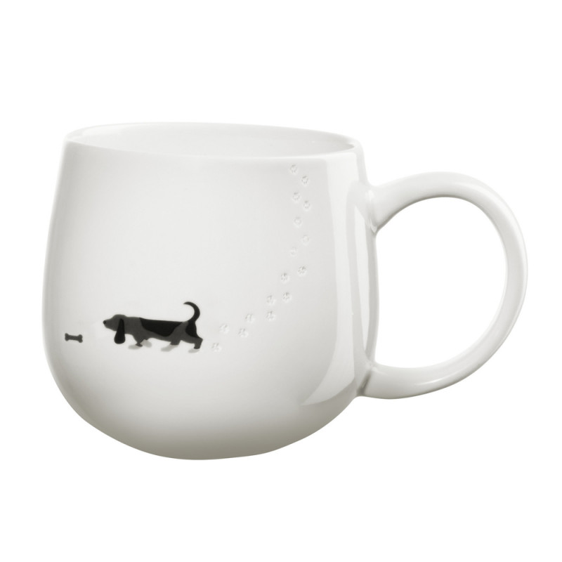 Mug avec relief sablé 'Chien', coloris blanc - D.