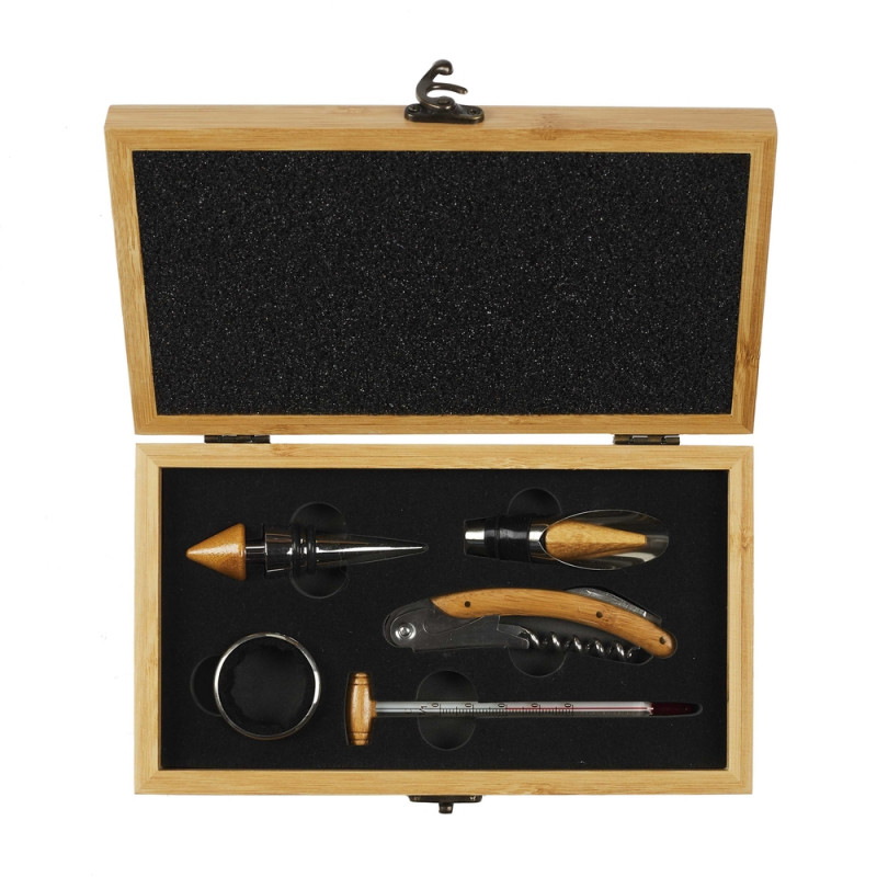 Coffret d'nologie en bambou 'Meilleur papa' - 5 a