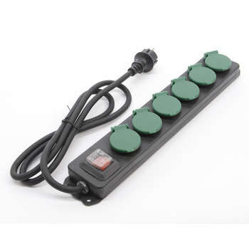 Prise étanche noir avec 6 pôles pour extérieur dim