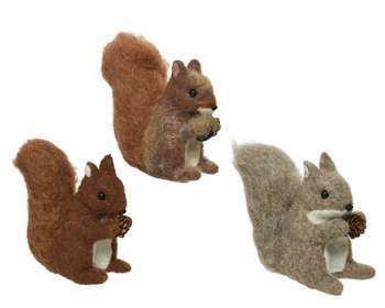 Ecureuil pomme de pin laine 15 cm