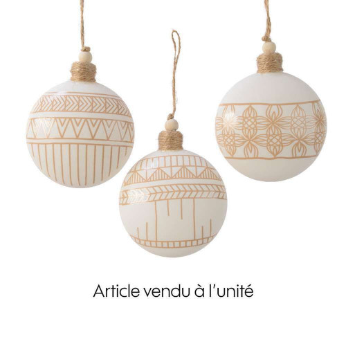 Boule de Noël en verre Blanche motif Praline