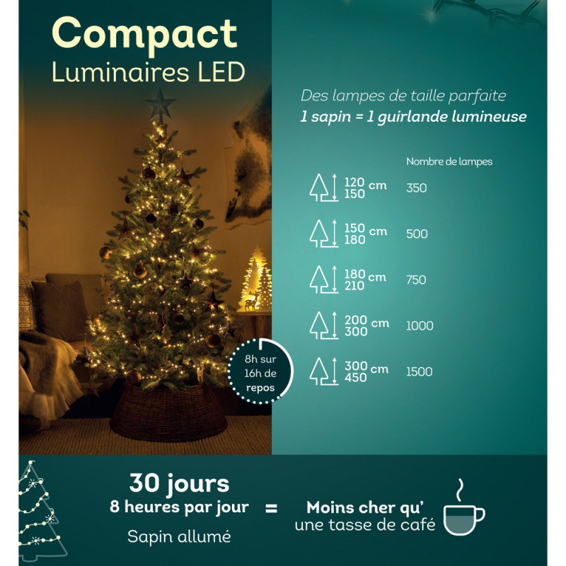 Guirlande solaire 'Compact' 1000 led, blanc froid