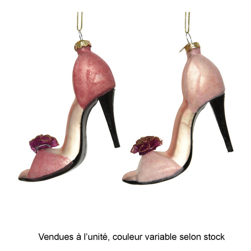 Suspension de Noël en verre : talon à aiguilles, c