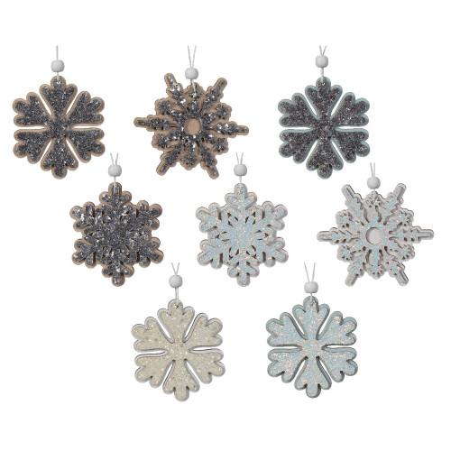 Suspension flocons neige bois perles