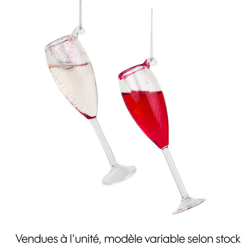 Suspension de Noël : coupe de champagne en verre p