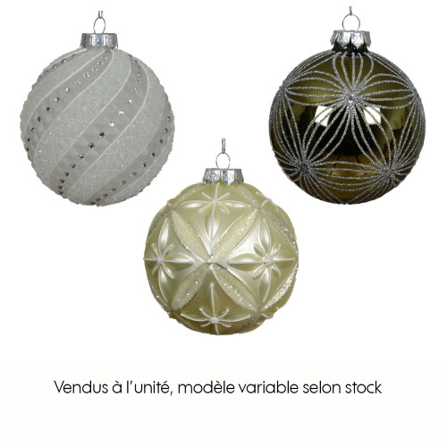Boule de Noël en verre avec sequins paillettes - D