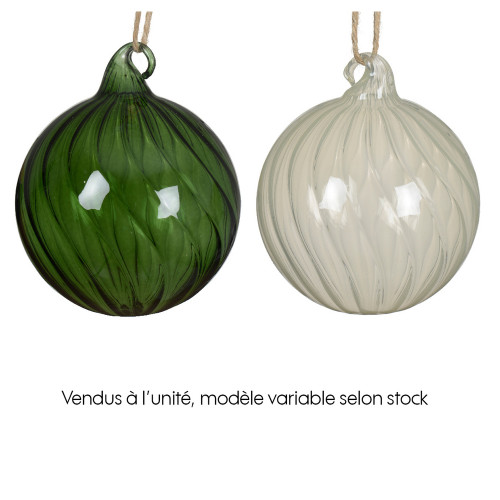 Boule de Noël en verre avec motif torsadé - D. 10c
