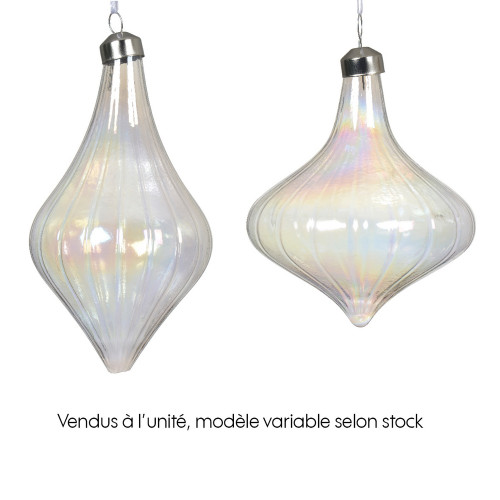 Suspension de Noël : Boule en verre, irisation cla