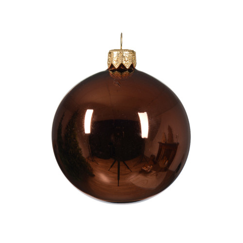 Boule de Noël en verre brillant, coloris espresso