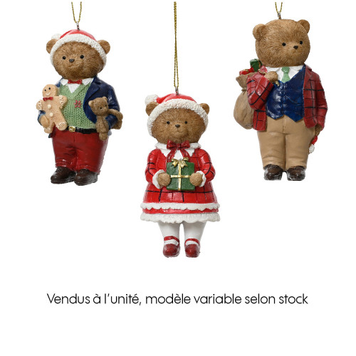 Suspension de Noël en résine : figurine ours, colo