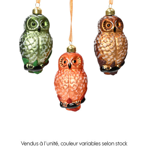 Suspension de Noël : Chouette en verre H. 13,5cm