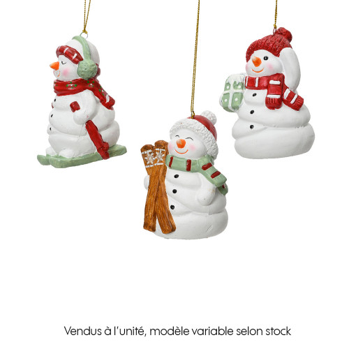 Suspension bonhomme neige terre cuite blanc 6. 1x6