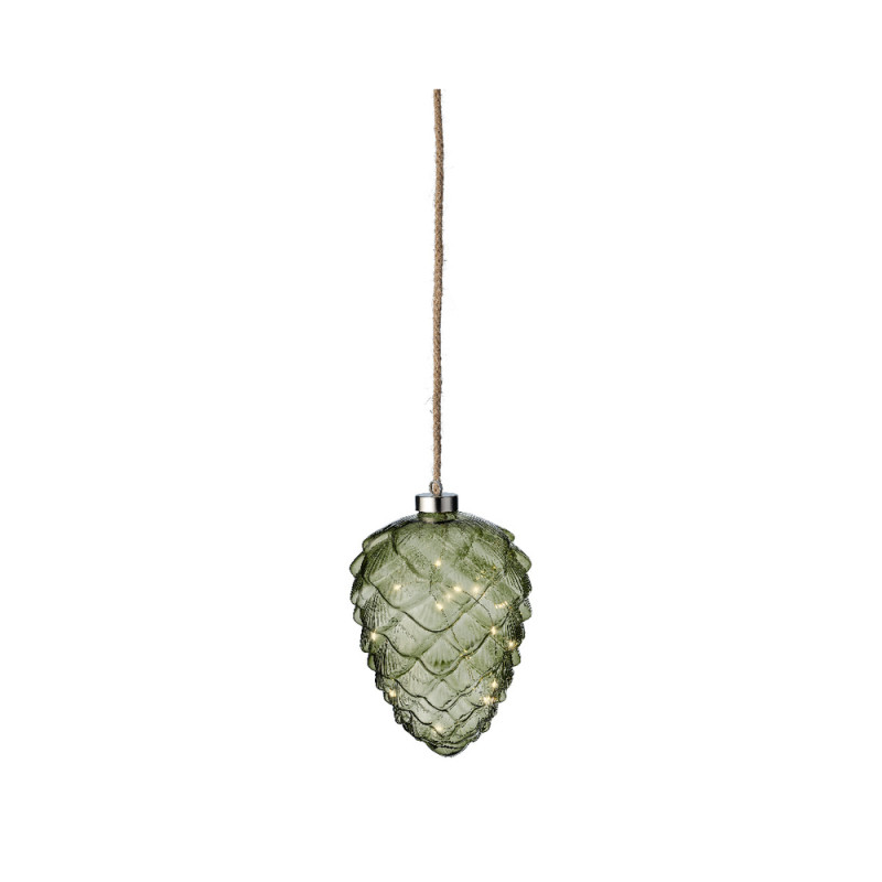 Pomme de pin en verre, intérieur, led blanc chaud,
