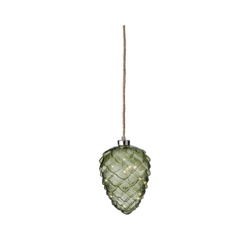 Pomme de pin en verre, intérieur, led blanc chaud,