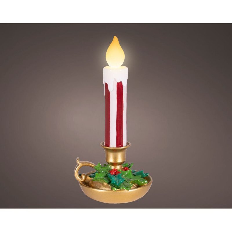 Bougie à LED sur soucoupe, coloris or - H. 24cm