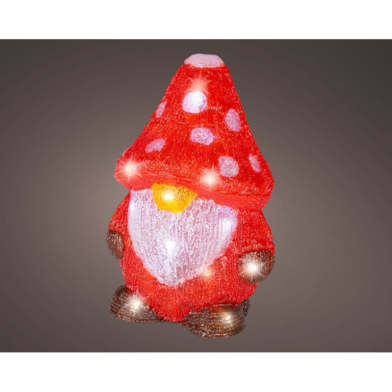 Figurine de Noël 'Gnome', LED blanc froid - H. 25c