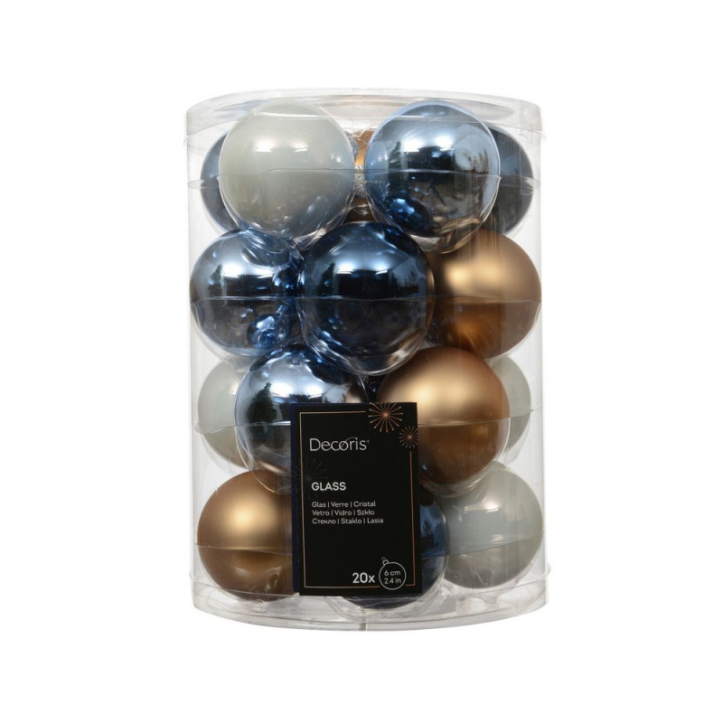 Assortiment 20 boules de Noël en verre, coloris mi