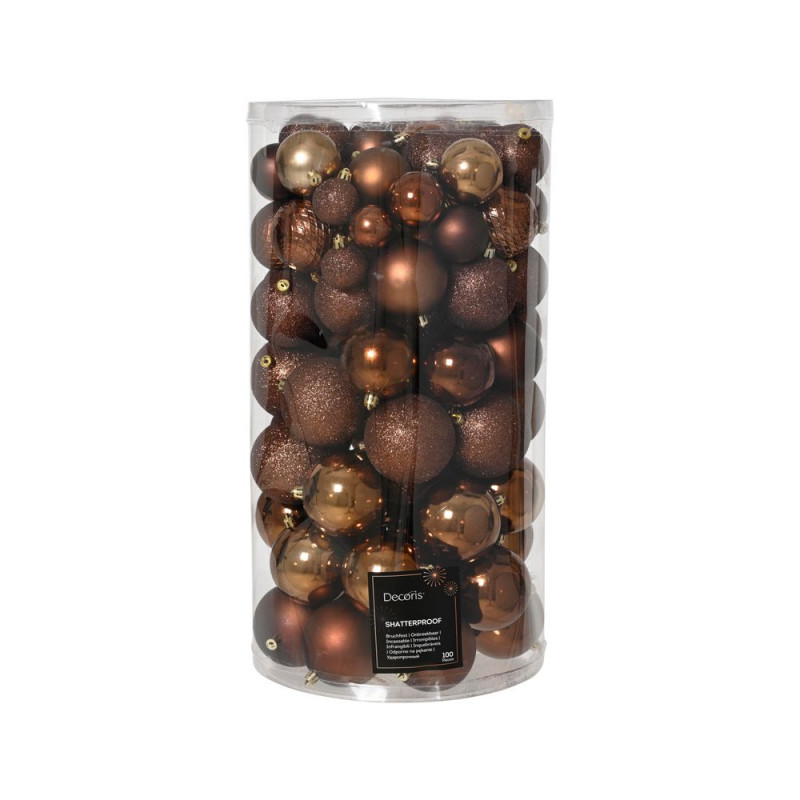 Assortiment 100 boules de Noël en verre, coloris c
