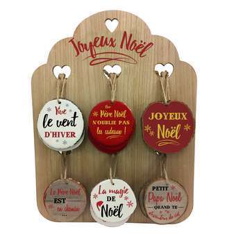 Suspension bois noel D 10 cm