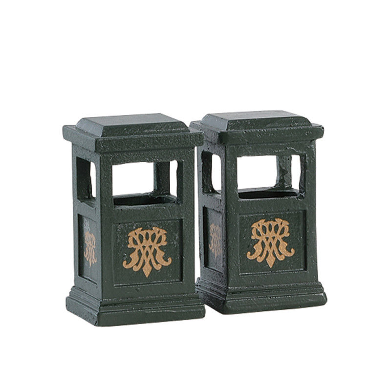 Figurine de Noël : Poubelles de rue x2 - H. 4,4cm