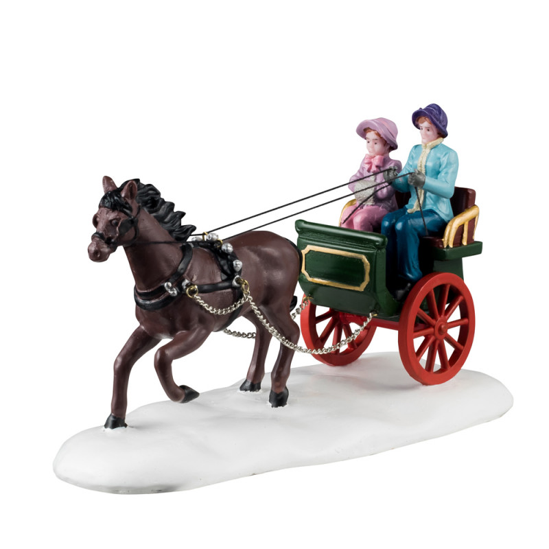 Figurine de Noël : Promenade en calèche d'hiver -