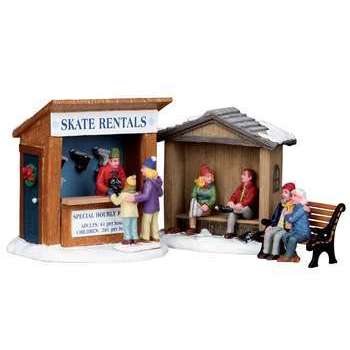 Scène de Noël : Stand de location de patins, ensem