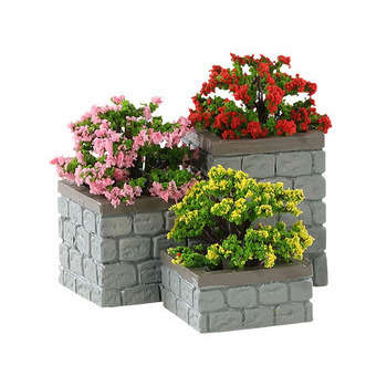 3 jardinières de fleurs pour village de Noël