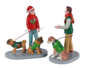 Figurine amis en promenade avec chiens