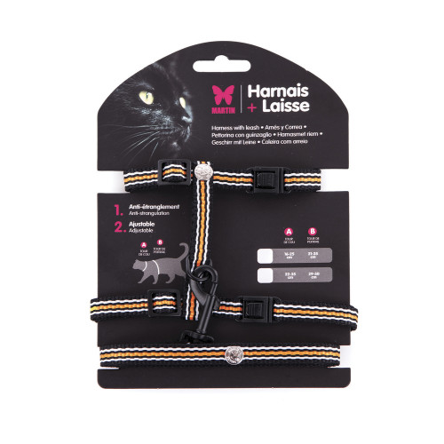 Set harnais et laisse collection Trio pour chat or