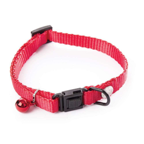 Collier rouge réglable pour chat, en nylon