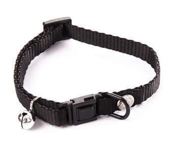 Collier noir réglable pour chat, en nylon