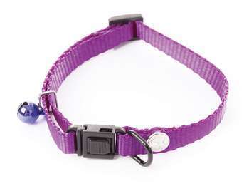 Collier violet réglable pour chat, nylon