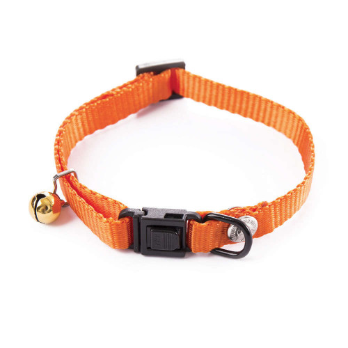Collier orange réglable pour chat, nylon