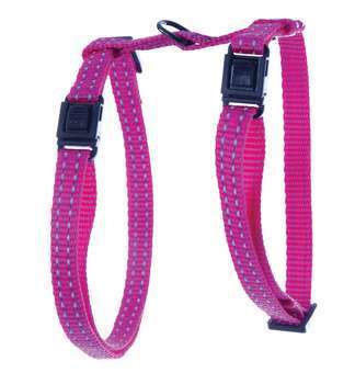 Harnais H réglable pour chat, nylon, rose