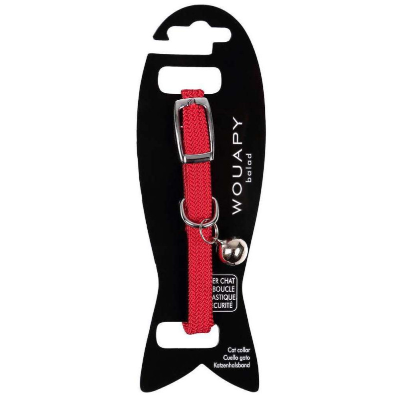 Collier elastic grelot 30 cm rouge pour chat