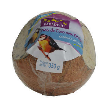 Boule de graisse noix de coco pour oiseaux du jard