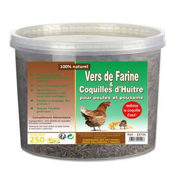 Vers de farine et coquilles d'huitres, 250gr