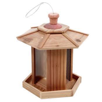 Mangeoire Folk en bois pour oiseaux du jardin