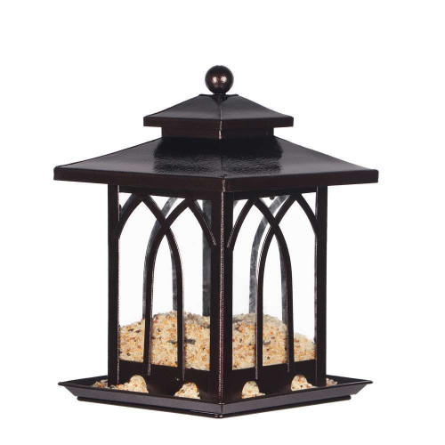 Mangeoire Nuance en métal noir pour oiseaux L. 20