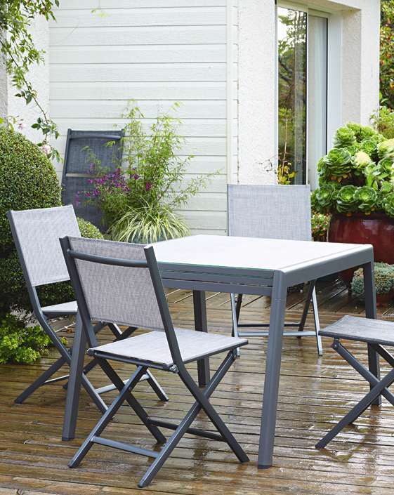 Chaise de jardin ERIS, coloris gris mat beige - L.