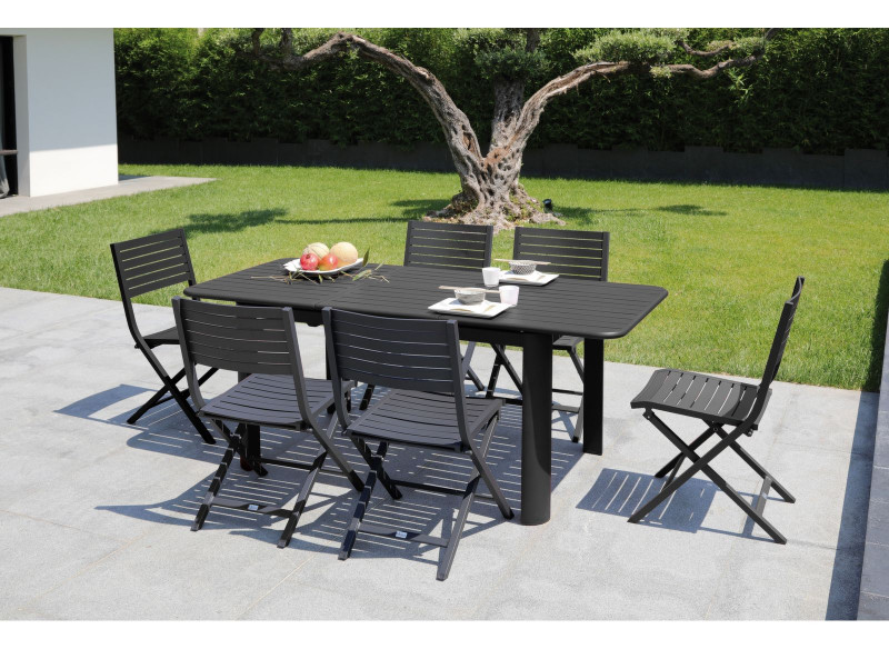 Table d'extérieur Eos, 180x80 cm, noir
